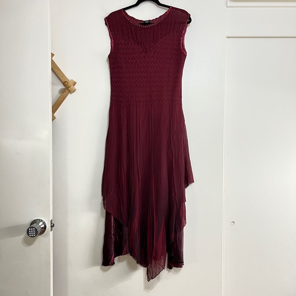 Komarov Beaded Illusion Neck Sleeveless Asymmetrical Tiered Dress - Picture 3 of 8